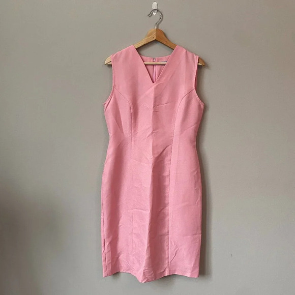 Koret Women's Size 10 Sleeveless Fitted V-Neck Midi Formal Sheath Dress in Pink - Picture 1 of 16